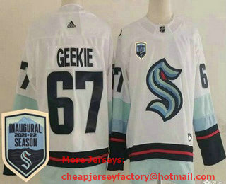Men's Seattle Kraken #67 Morgan Geekie White 2021-22 Season Inaugural Authentic Jersey