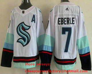 Men's Seattle Kraken #7 Jordan Eberle White Stitched Jersey