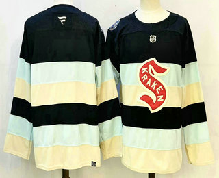 Men's Seattle Kraken Blank Navy 2024 Winter Classic Authentic Jersey