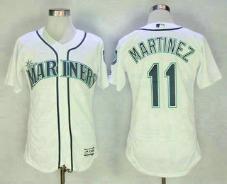Men's Seattle Mariners #11 Edgar Martinez Retired White Stitched MLB Flex Base Jersey