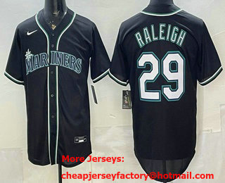 Men's Seattle Mariners #29 Cal Raleigh 2026 Black Fashion Cool Base Jersey