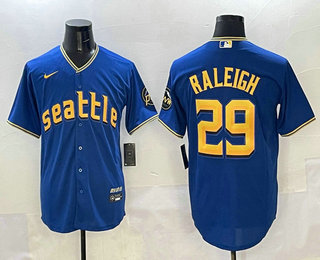Men's Seattle Mariners #29 Cal Raleigh Blue 2024 City Connect Limited Stitched Jersey