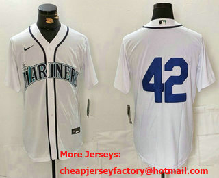 Men's Seattle Mariners #42 Jackie Robinson White Cool Base Stitched jersey