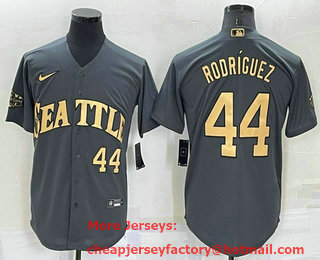 Men's Seattle Mariners #44 Julio Rodriguez Number Grey 2022 All Star Stitched Cool Base Nike Jersey