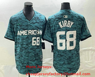 Men's Seattle Mariners #68 George Kirby Number Teal 2023 All Star Stitched Baseball Jersey
