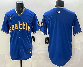 Men's Seattle Mariners Blank Blue 2023 City Connect Cool Base Jersey