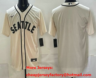 Men's Seattle Mariners Blank Cream Cool Base Jersey