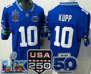 Men's Seattle Seahawks #10 Cooper Kupp Limited Blue 250th 50th LX FUSE Vapor Jersey