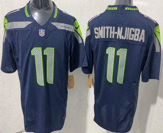 Men's Seattle Seahawks #11 Jaxon Smith Njigba Limited Navy FUSE Vapor Jersey