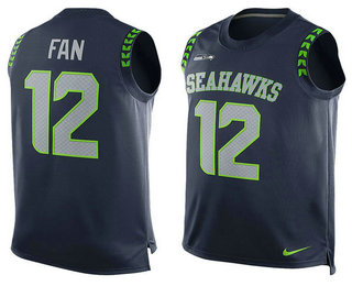 Men's Seattle Seahawks #12 Fan Navy Blue Nike Player Name And Number Tank Top