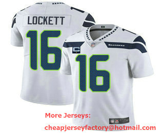 Men's Seattle Seahawks #16 Tyler Lockett With 1 star C Patch Navy Vapor Untouchable Limited Stitched Jersey