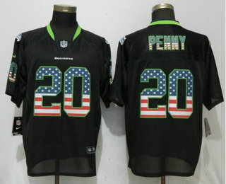 Men's Seattle Seahawks #20 Rashaad Penny Black USA Flag Fashion Stitched NFL Nike Elite Jersey