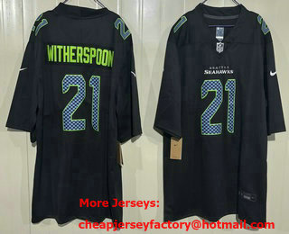 Men's Seattle Seahawks #21 Devon Witherspoon Limited Black Fashion Vapor Jersey