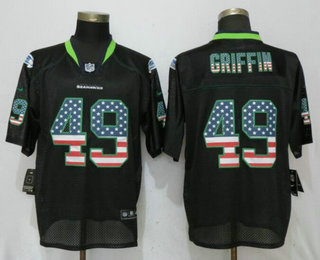 Men's Seattle Seahawks #49 Shaquem Griffin Black USA Flag Fashion Stitched NFL Nike Elite Jersey