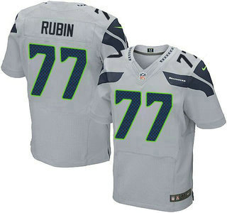 Men's Seattle Seahawks #77 Ahtyba Rubin Gray Alternate NFL Nike Elite Jersey