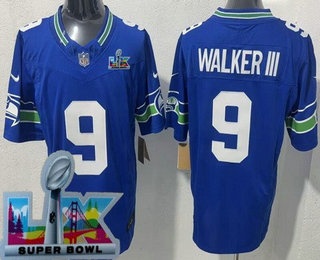Men's Seattle Seahawks #9 Kenneth Walker III Limited Blue Super Bowl LX FUSE Vapor Jersey