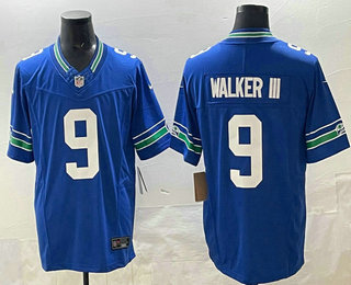 Men's Seattle Seahawks #9 Kenneth Walker III Limited Blue Throwback FUSE Vapor Jersey