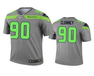 Men's Seattle Seahawks #90 Jadeveon Clowney Gray Inverted Legend Jersey