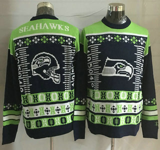 Men's Seattle Seahawks Blue With Green NFL Sweater