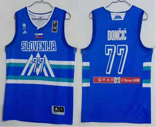 Men's Slovenija Telemach #77 Doncic Luka Blue Tokyo Olympics Swingman Jersey