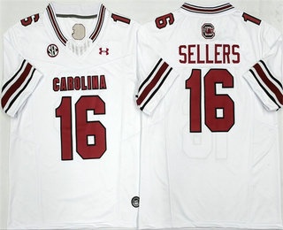 Men's South Carolina Fighting Gamecocks #16 LaNorris Sellers Limited White FUSE College Football Jersey