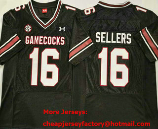 Men's South Carolina Gamecocks #16 LaNorris Sellers Black College Football Jersey