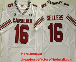 Men's South Carolina Gamecocks #16 LaNorris Sellers White College Football Jersey