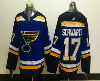 Men's St. Louis Blues #17 Jaden Schwartz Blue Adidas Stitched NHL Jersey