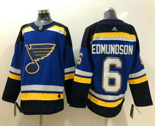 Men's St. Louis Blues #6 Joel Edmundson Blue 2017-2018 Hockey Stitched NHL Jersey