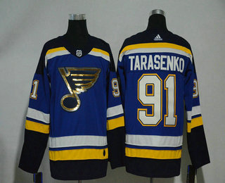 Men's St. Louis Blues #91 Vladimir Tarasenko Blue With Handwork Sequin Fashion Team Logo Home 2017-2018 Hockey Stitched NHL Jersey