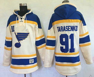 Men's St. Louis Blues #91 Vladimir Tarasenko Cream Old Time Hockey Hoodie