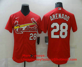 Men's St. Louis Cardinals #28 Nolan Arenado Red Stitched MLB Flex Base Nike Jersey