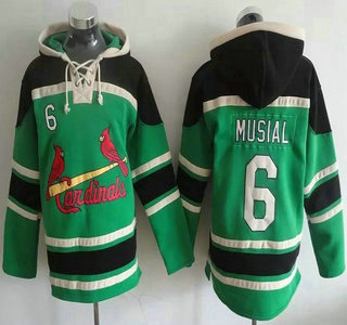 Men's St. Louis Cardinals #6 Stan Musial Green MLB Hoodie