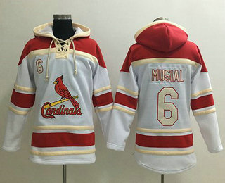 Men's St. Louis Cardinals #6 Stan Musial White Sawyer Hooded Sweatshirt MLB Hoodie