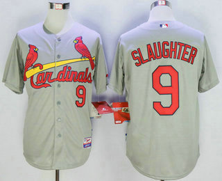 Men's St. Louis Cardinals #9 Enos Slaughter Grey Jersey