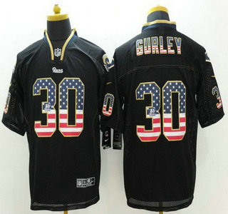 Men's St. Louis Rams #30 Todd Gurley Black USA Flag Fashion NFL Nike Elite Jersey
