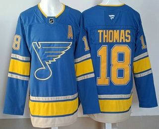 Men's St Louis Blues #18 Robert Thomas Light Blue Authentic Jersey