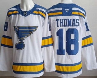 Men's St Louis Blues #18 Robert Thomas White Authentic Jersey