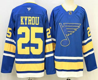 Men's St Louis Blues #25 Jordan Kyrou Light Blue Authentic Jersey