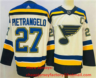 Men's St Louis Blues #27 Alex Pietrangelo White With C Patch Adidas Stitched NHL Jersey