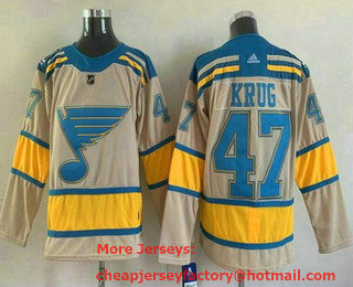 Men's St Louis Blues #47 Torey Krug Cream 2022 Winter Classic Authentic Jersey