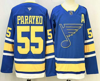 Men's St Louis Blues #55 Colton Parayko Light Blue Authentic Jersey