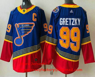 Men's St Louis Blues #99 Wayne Gretzky Blue Red Third Stitched NHL Jersey