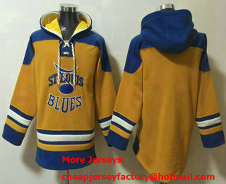 Men's St Louis Blues Blank Yellow Ageless Must Have Lace Up Pullover Hoodie