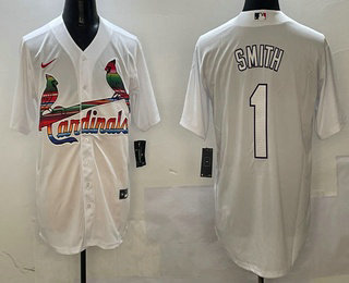 Men's St Louis Cardinals #1 Ozzie Smith White Mexico Cool Base Stitched Jersey
