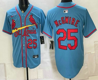Men's St Louis Cardinals #25 Mark McGwire Blue Alternate Limited Stitched Jersey