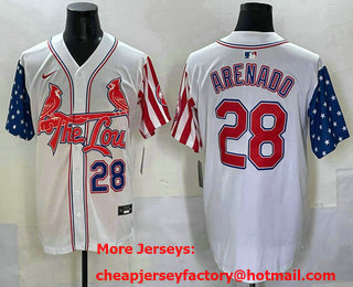 Men's St Louis Cardinals #28 Nolan Arenado Number White USA Cool Base Stitched Jersey