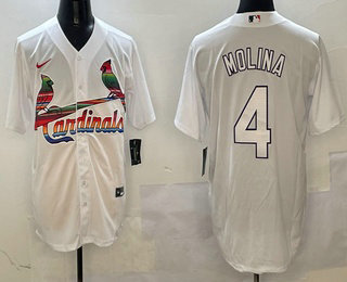 Men's St Louis Cardinals #4 Yadier Molina White Mexico Cool Base Stitched Jersey