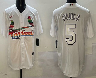 Men's St Louis Cardinals #5 Albert Pujols White Mexico Cool Base Stitched Jersey