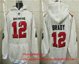 Men's Tampa Bay Buccaneers #12 Tom Brady  White Pocket Stitched NFL Pullover Hoodie